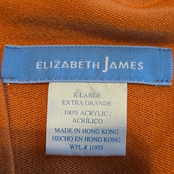 Elizabeth James Tangerine Vee Neck Sweater Size XL - Picture 3 of 5